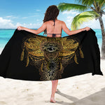 Golden Spiritual Lotus Print Beach Sarong Wrap