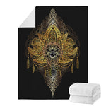 Golden Spiritual Lotus Print Blanket
