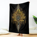 Golden Spiritual Lotus Print Blanket