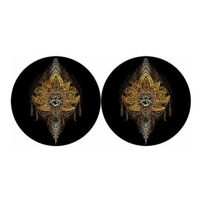 Golden Spiritual Lotus Print Car Coasters