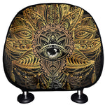 Golden Spiritual Lotus Print Car Headrest Covers