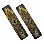 Golden Spiritual Lotus Print Car Seat Belt Covers