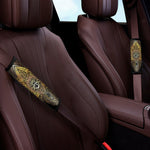 Golden Spiritual Lotus Print Car Seat Belt Covers