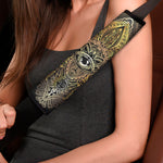 Golden Spiritual Lotus Print Car Seat Belt Covers