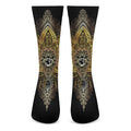 Golden Spiritual Lotus Print Crew Socks