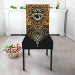 Golden Spiritual Lotus Print Dining Chair Slipcover