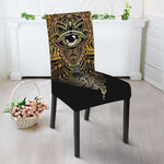 Golden Spiritual Lotus Print Dining Chair Slipcover