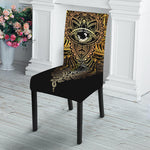 Golden Spiritual Lotus Print Dining Chair Slipcover