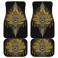 Golden Spiritual Lotus Print Front and Back Car Floor Mats