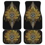 Golden Spiritual Lotus Print Front and Back Car Floor Mats