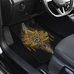 Golden Spiritual Lotus Print Front and Back Car Floor Mats