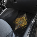 Golden Spiritual Lotus Print Front and Back Car Floor Mats