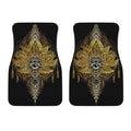 Golden Spiritual Lotus Print Front Car Floor Mats