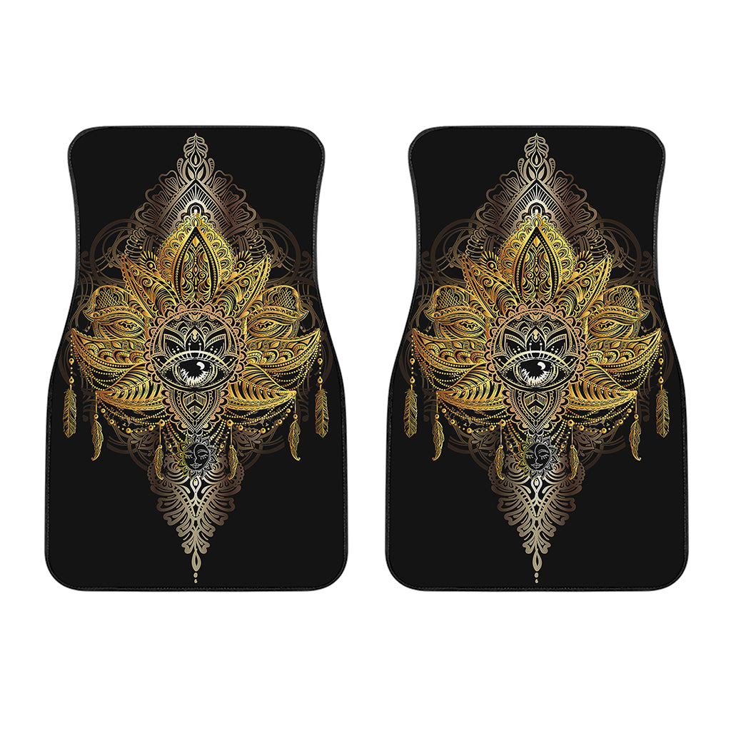 Golden Spiritual Lotus Print Front Car Floor Mats