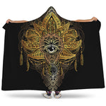 Golden Spiritual Lotus Print Hooded Blanket
