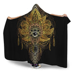 Golden Spiritual Lotus Print Hooded Blanket