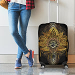 Golden Spiritual Lotus Print Luggage Cover