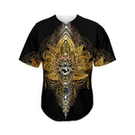 Golden Spiritual Lotus Print Men's Baseball Jersey