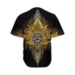 Golden Spiritual Lotus Print Men's Baseball Jersey