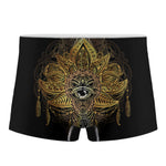 Golden Spiritual Lotus Print Men's Boxer Briefs