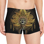 Golden Spiritual Lotus Print Men's Boxer Briefs