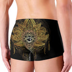 Golden Spiritual Lotus Print Men's Boxer Briefs