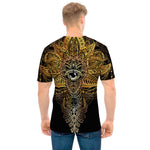 Golden Spiritual Lotus Print Men's T-Shirt