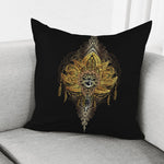 Golden Spiritual Lotus Print Pillow Cover