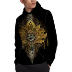 Golden Spiritual Lotus Print Pullover Hoodie