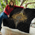 Golden Spiritual Lotus Print Quilt
