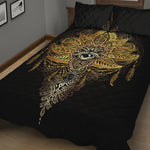 Golden Spiritual Lotus Print Quilt Bed Set