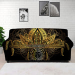 Golden Spiritual Lotus Print Sofa Cover