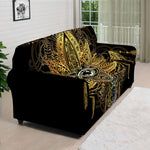 Golden Spiritual Lotus Print Sofa Cover