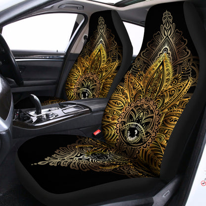 Golden Spiritual Lotus Print Universal Fit Car Seat Covers