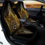 Golden Spiritual Lotus Print Universal Fit Car Seat Covers
