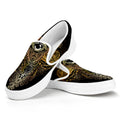 Golden Spiritual Lotus Print White Slip On Sneakers