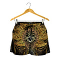 Golden Spiritual Lotus Print Women's Shorts