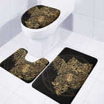 Golden Spiritual Owl Print 3 Piece Bath Mat Set