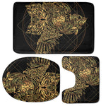 Golden Spiritual Owl Print 3 Piece Bath Mat Set