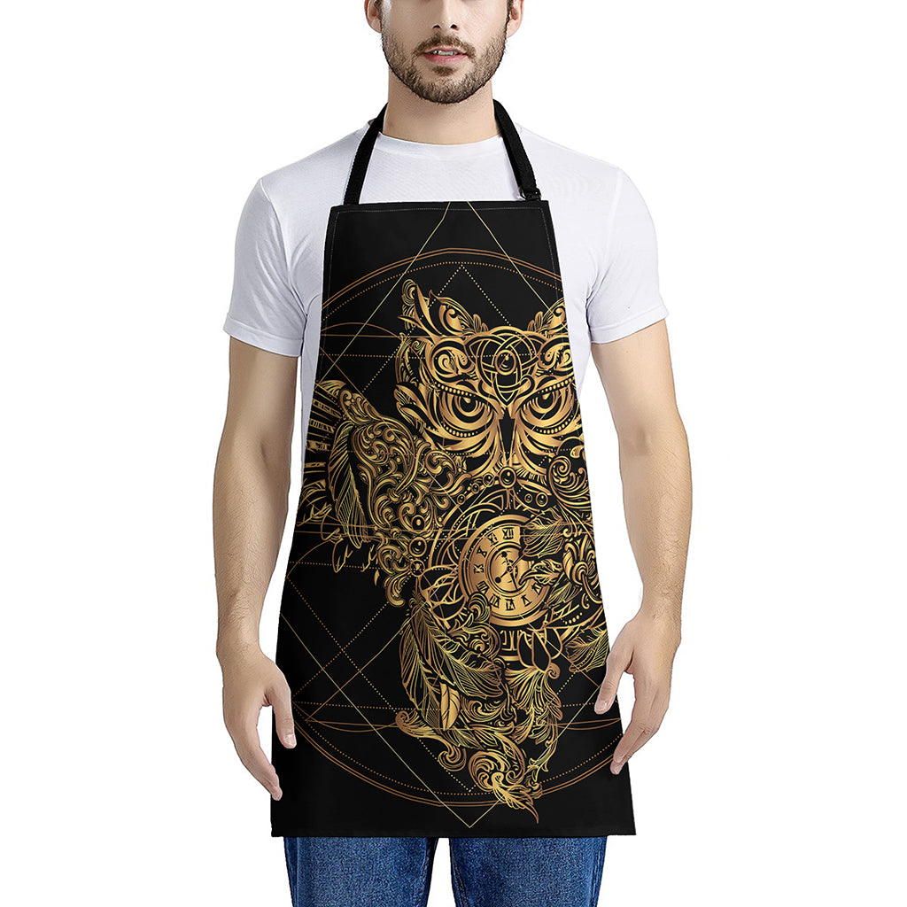 Golden Spiritual Owl Print Apron