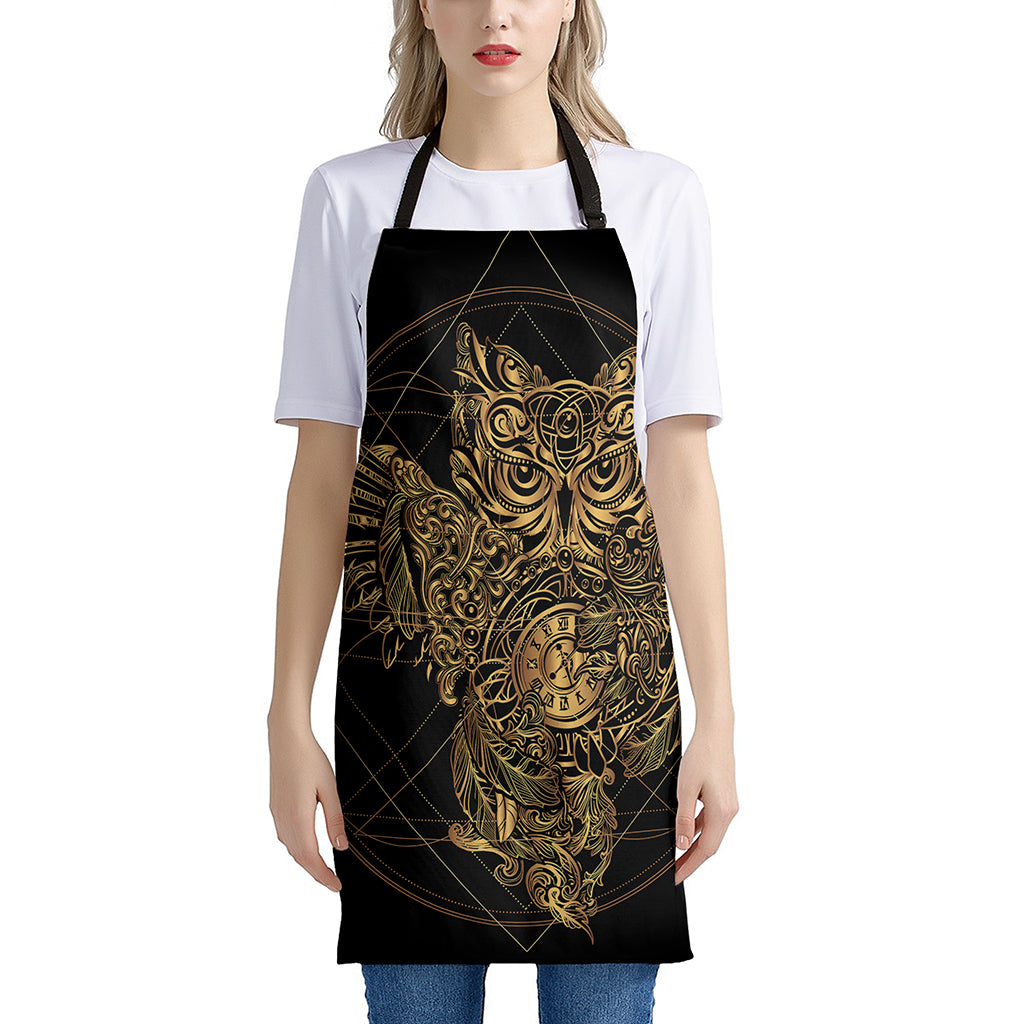 Golden Spiritual Owl Print Apron