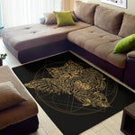 Golden Spiritual Owl Print Area Rug