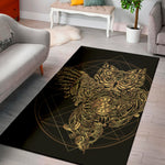 Golden Spiritual Owl Print Area Rug