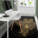 Golden Spiritual Owl Print Area Rug