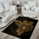 Golden Spiritual Owl Print Area Rug