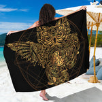 Golden Spiritual Owl Print Beach Sarong Wrap