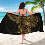 Golden Spiritual Owl Print Beach Sarong Wrap