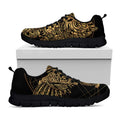 Golden Spiritual Owl Print Black Running Shoes