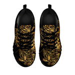 Golden Spiritual Owl Print Black Sneakers