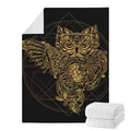 Golden Spiritual Owl Print Blanket